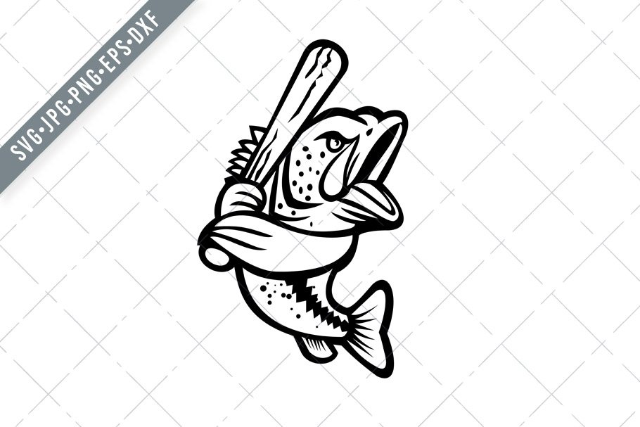 Largemouth Bass Baseball Bat SVG cover image.