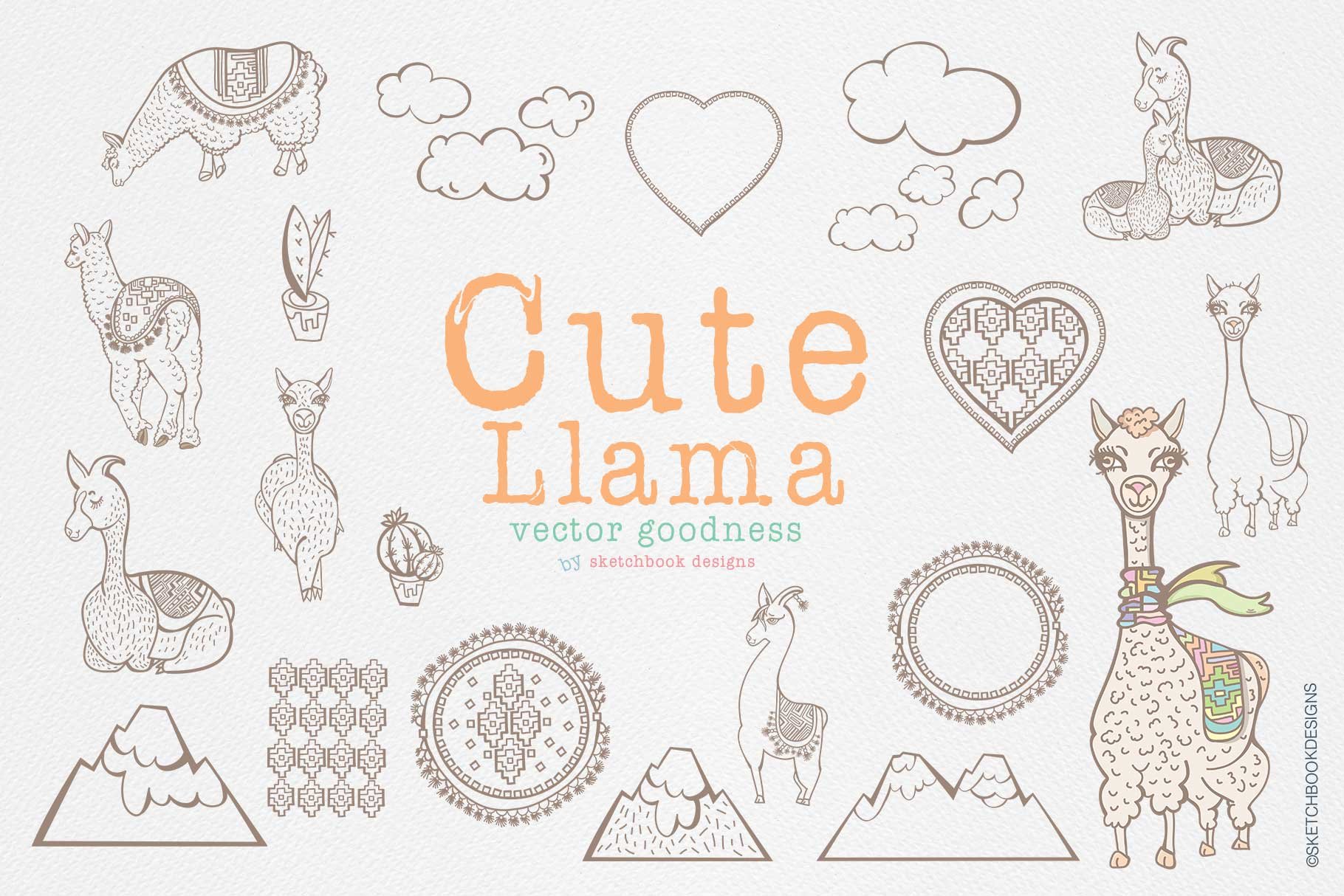 llama Sketchbook: A Cute Llama Kawaii Sketchbook for Kids / Blank