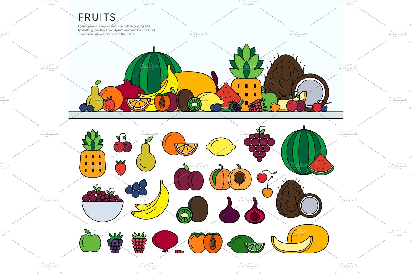 Many fruits on the table cover image.