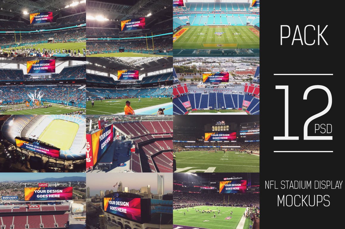 12 PSD NFL Stadium Display Mockup #2 cover image.