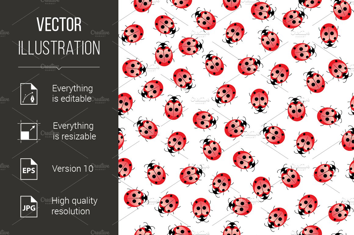 Seamless ladybug pattern cover image.
