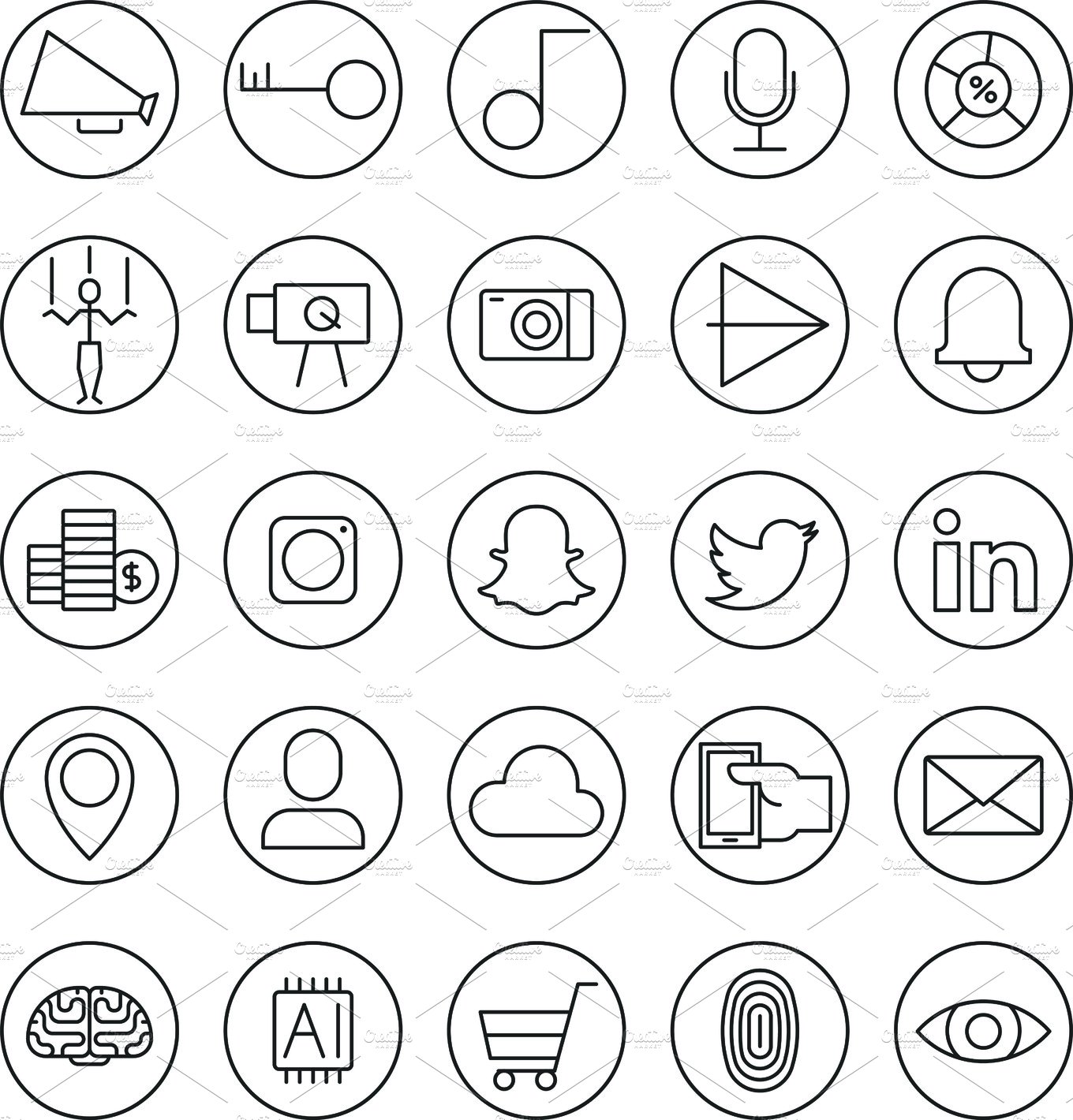 Stroke thin line icons for Web and Mobile cover image.