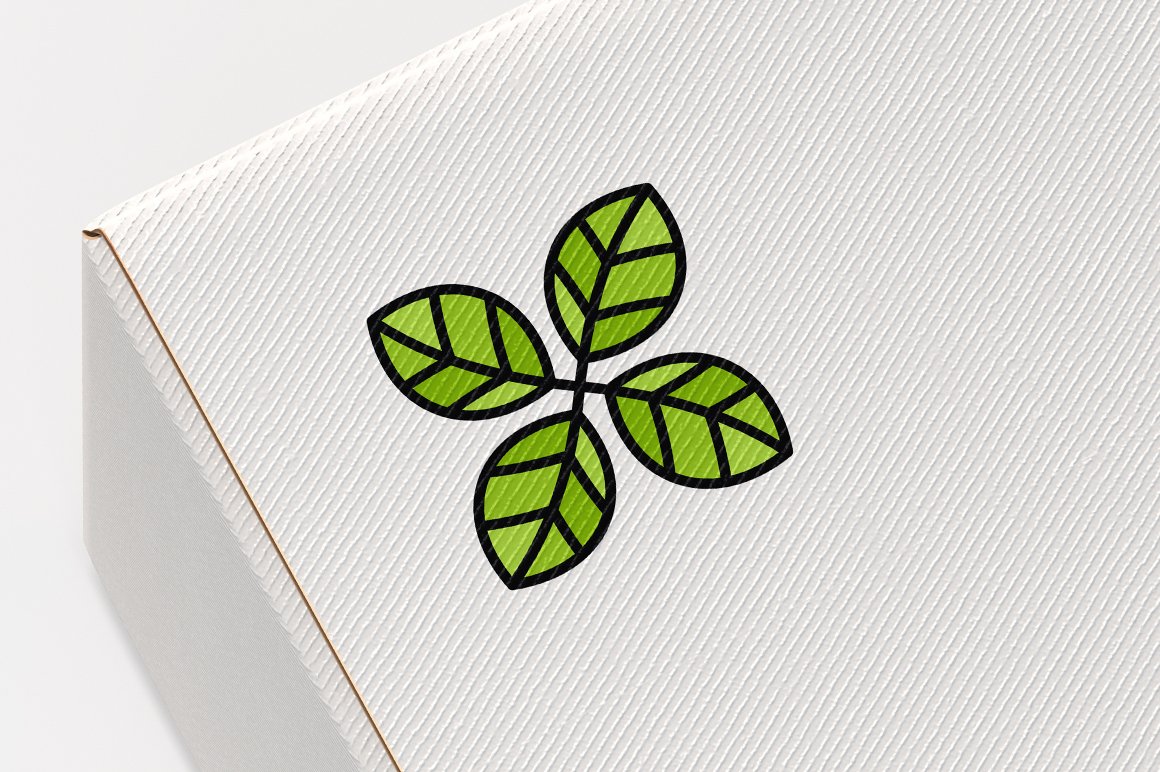 Green leaves logo design preview image.