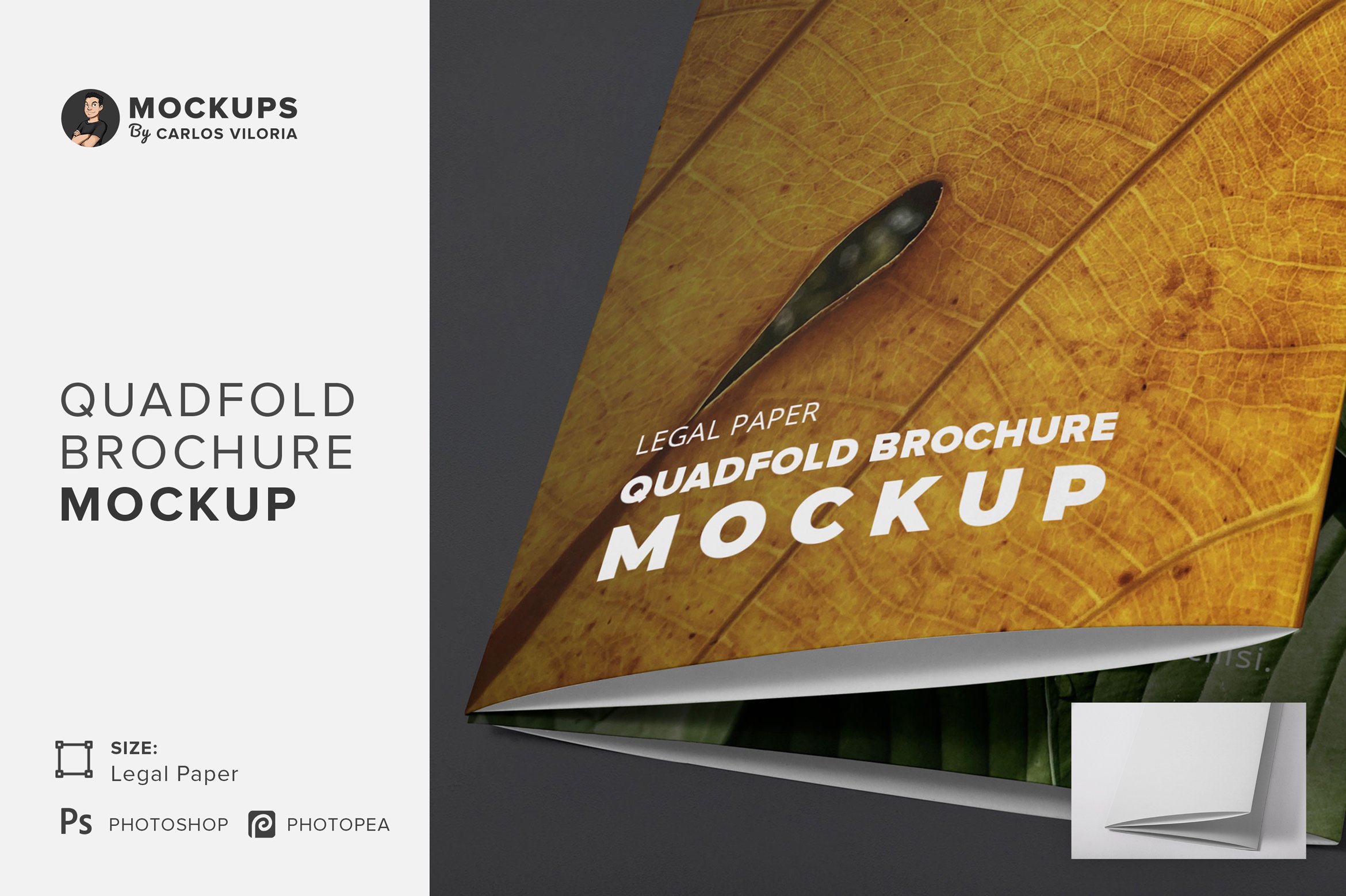 Legal Quadfold Brochure Mockup cover image.