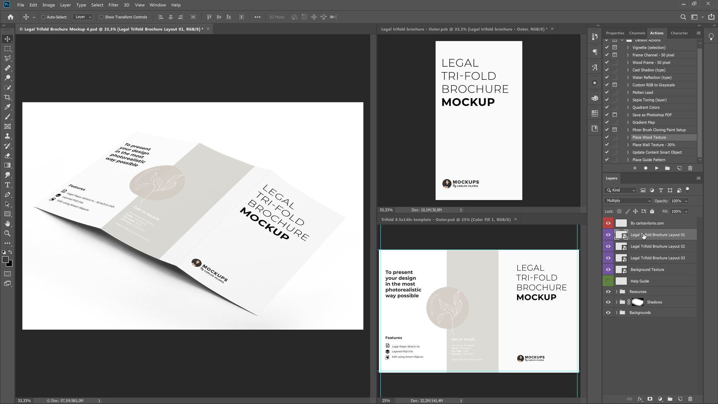 Legal Trifold Brochure Mockup – Open preview image.