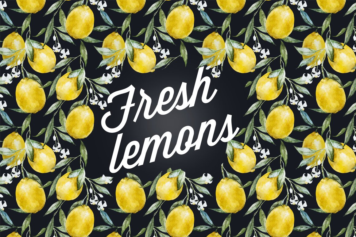 Watercolor lemons patterns cover image.