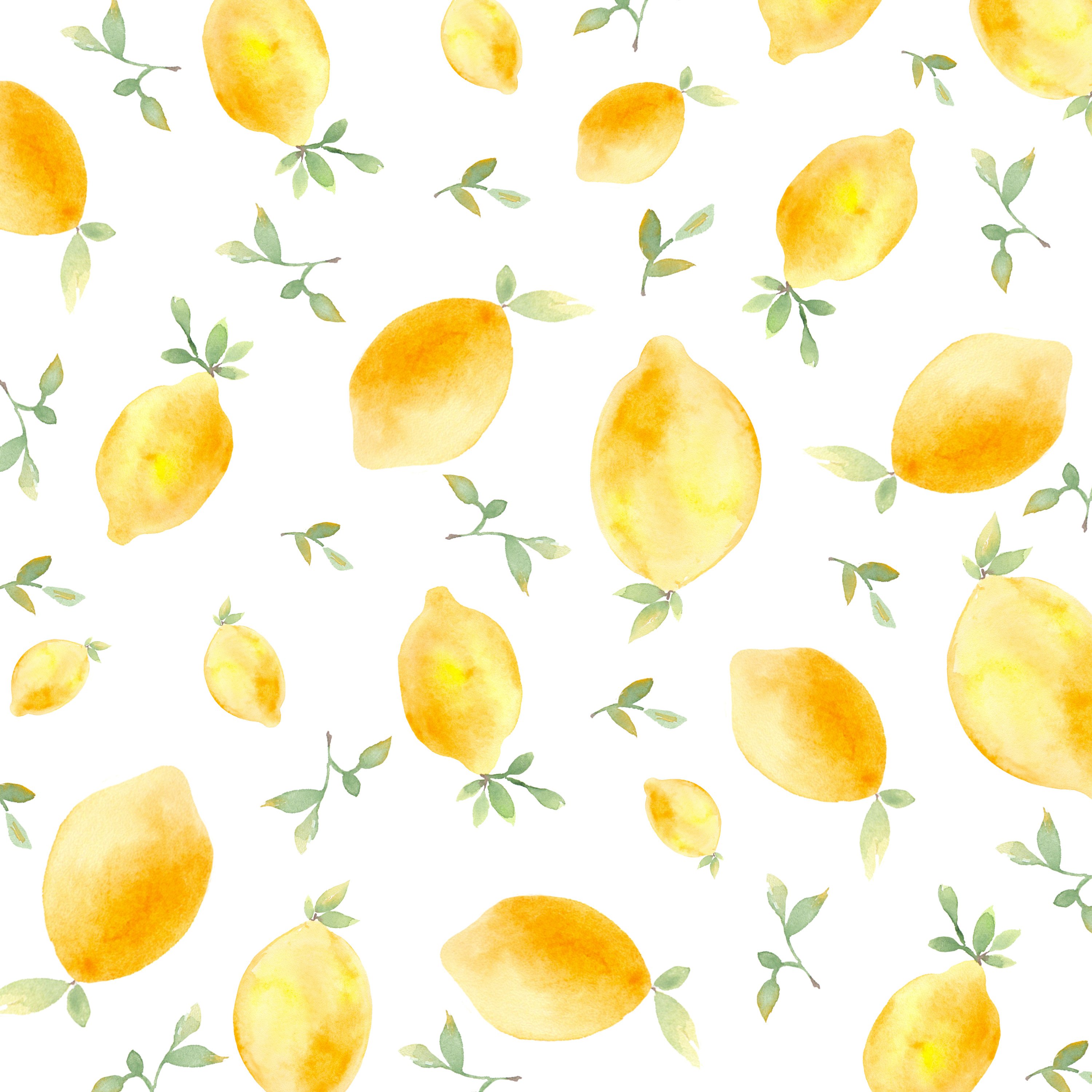 Watercolor lemon and peach patterns preview image.