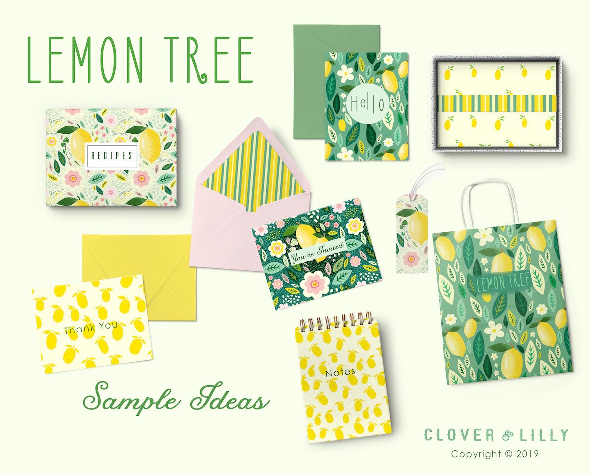 Lemon Floral Seamless Patterns preview image.