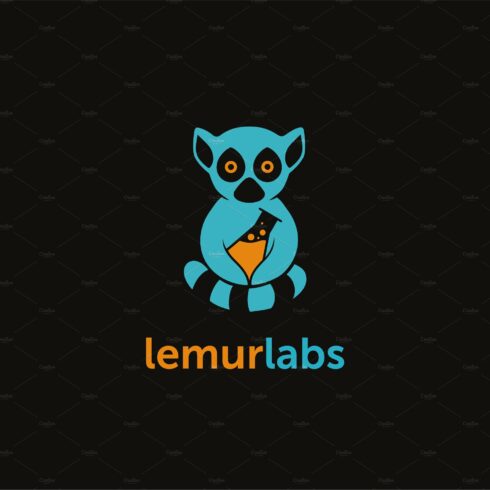Lemur holding beaker laboratory logo cover image.