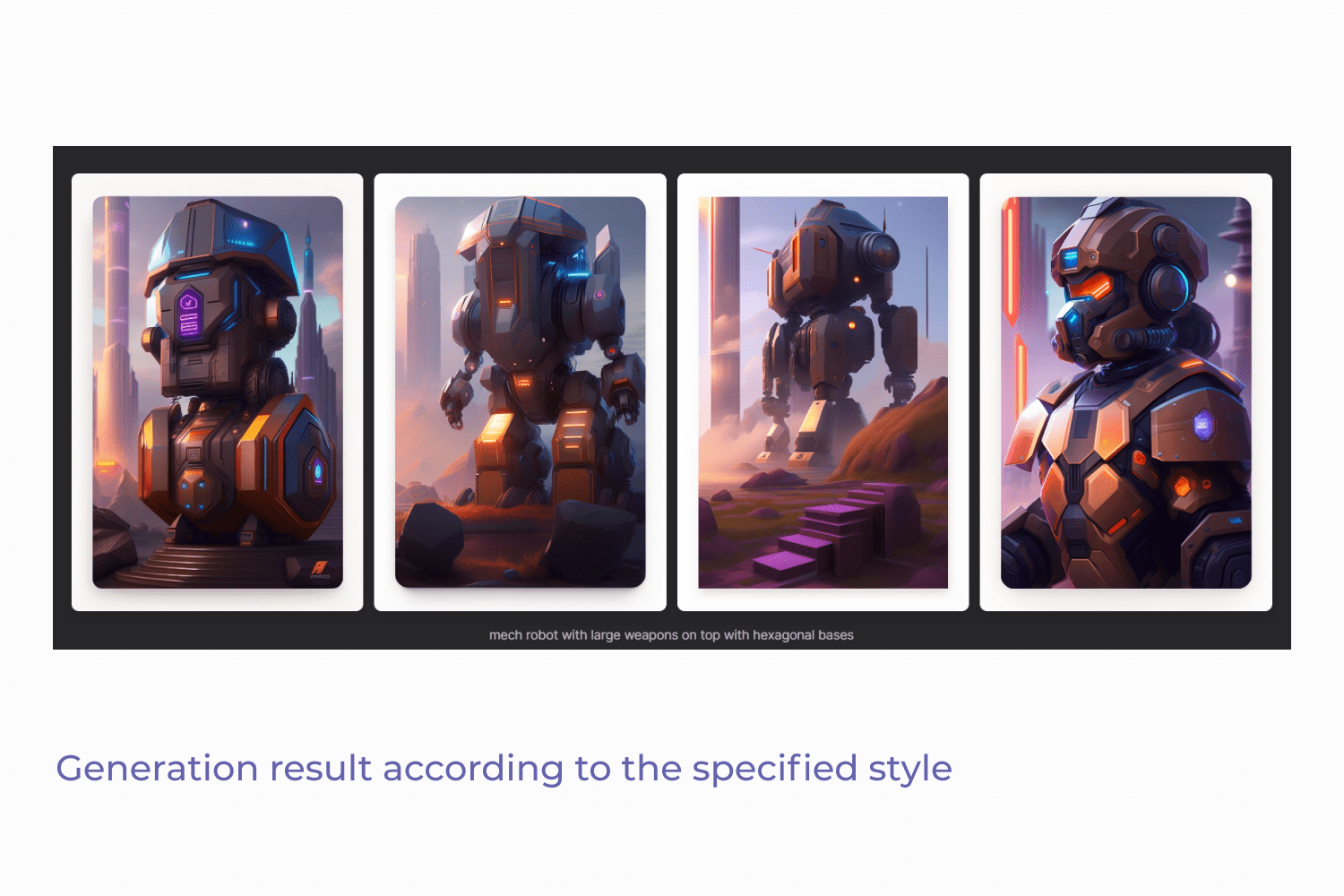 Collage of four different variants of big robots.