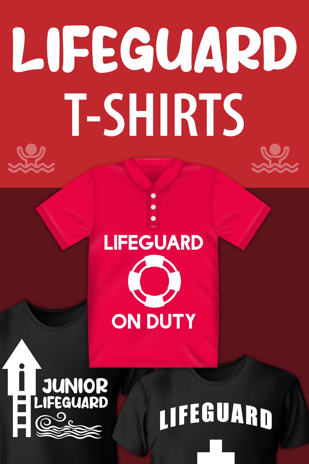 Lifeguard T-shirt design bundle pinterest preview image.