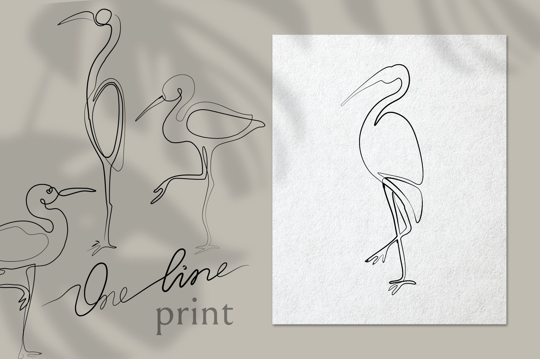 Set of 4 Heron One line Art cover image.