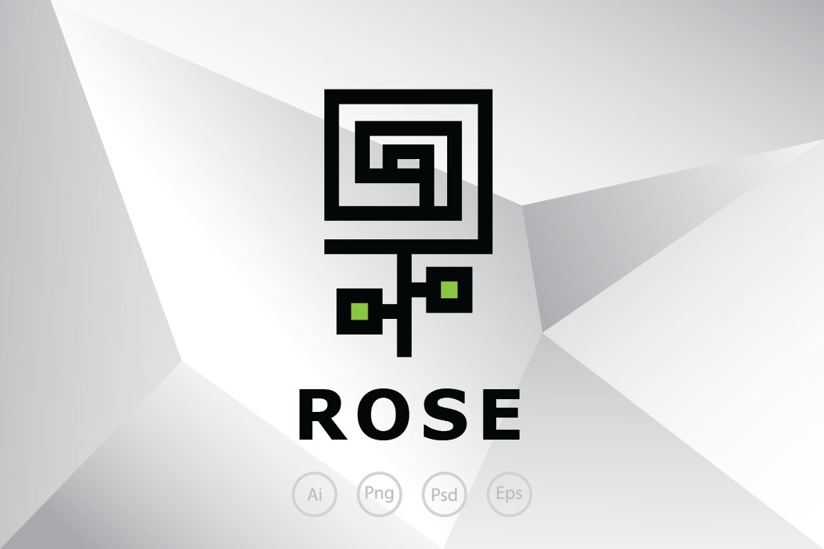 Line Square Rose Logo Template cover image.