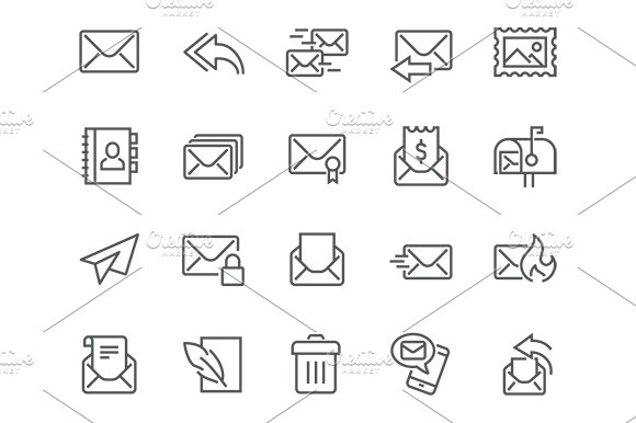 Line Mail Icons cover image.
