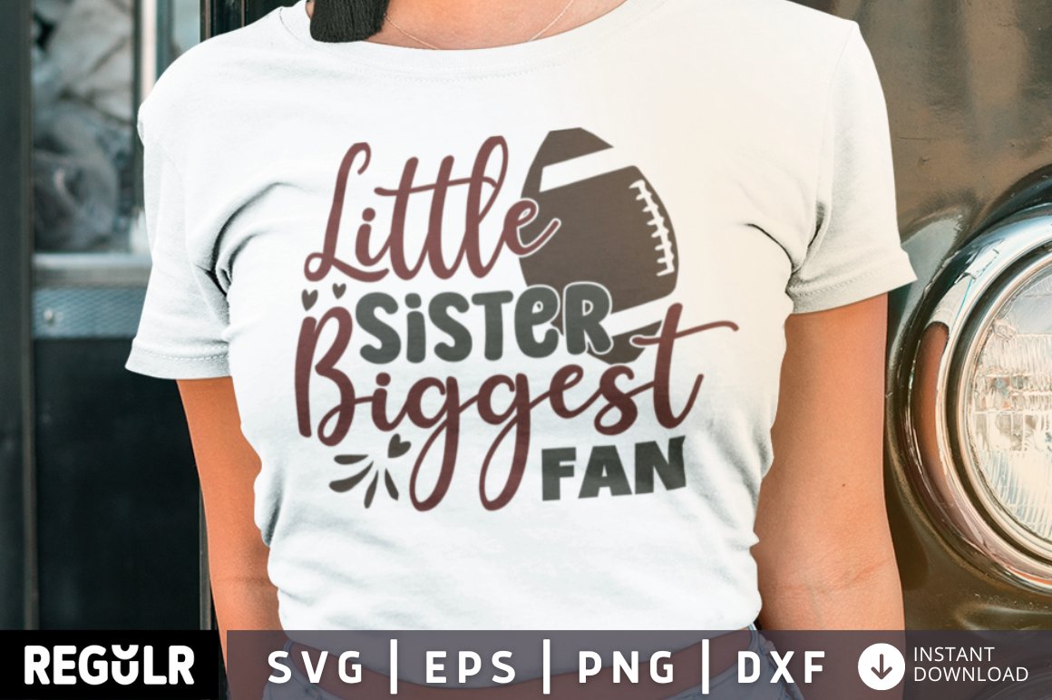Little sister biggest fan SVG cover image.