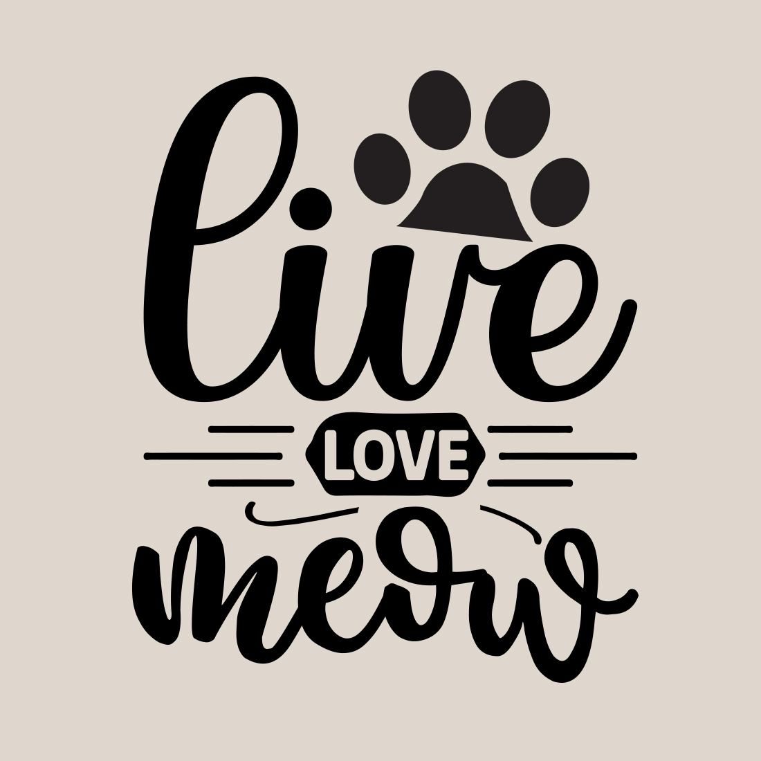 live love meow svg preview image.