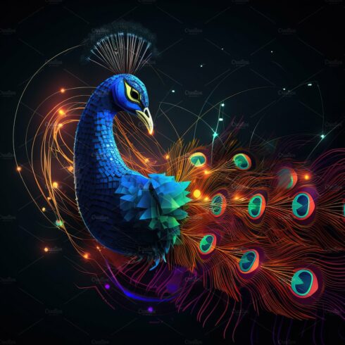 Peacock with light. Wildlife. Birds. cover image.