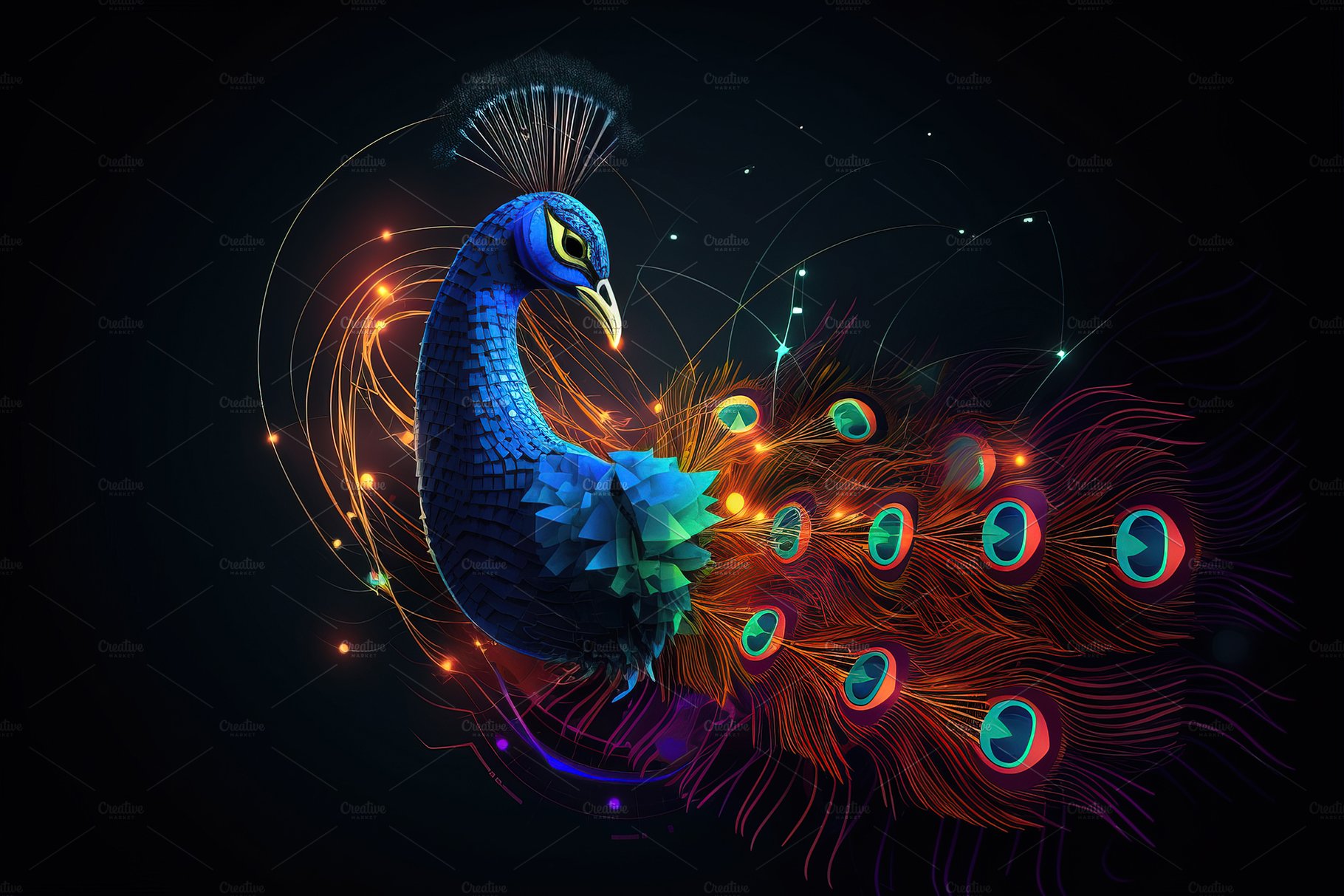 Peacock with light. Wildlife. Birds. cover image.