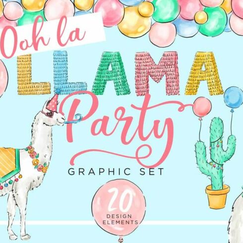 Llama Party Design Elements cover image.