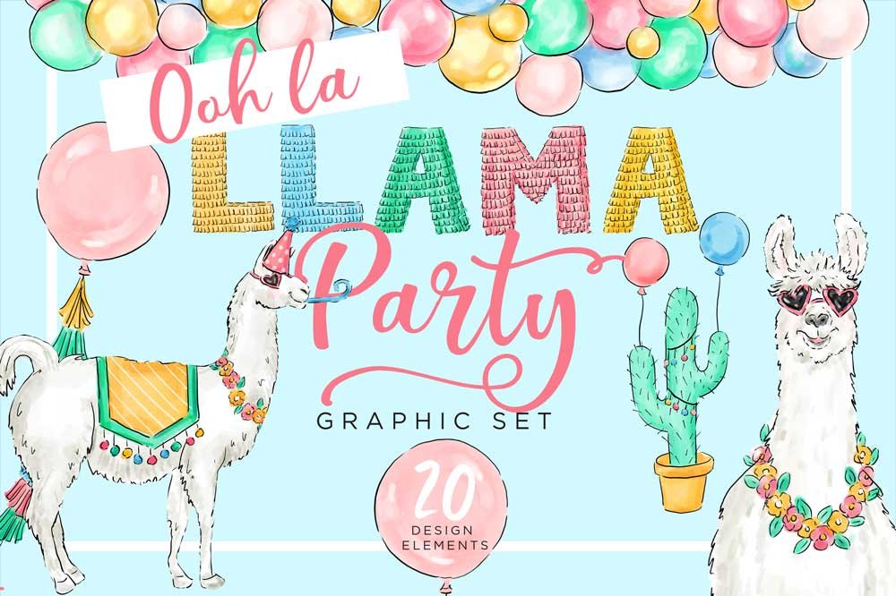 Llama Party Design Elements cover image.