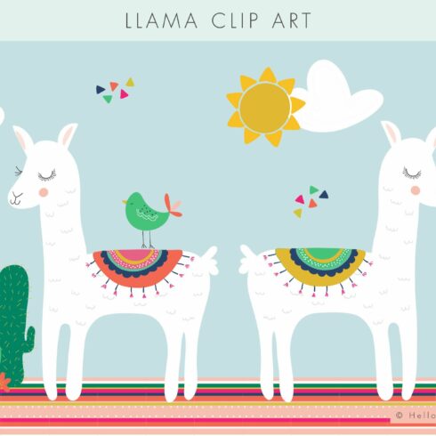 Llama Clip Art Set cover image.