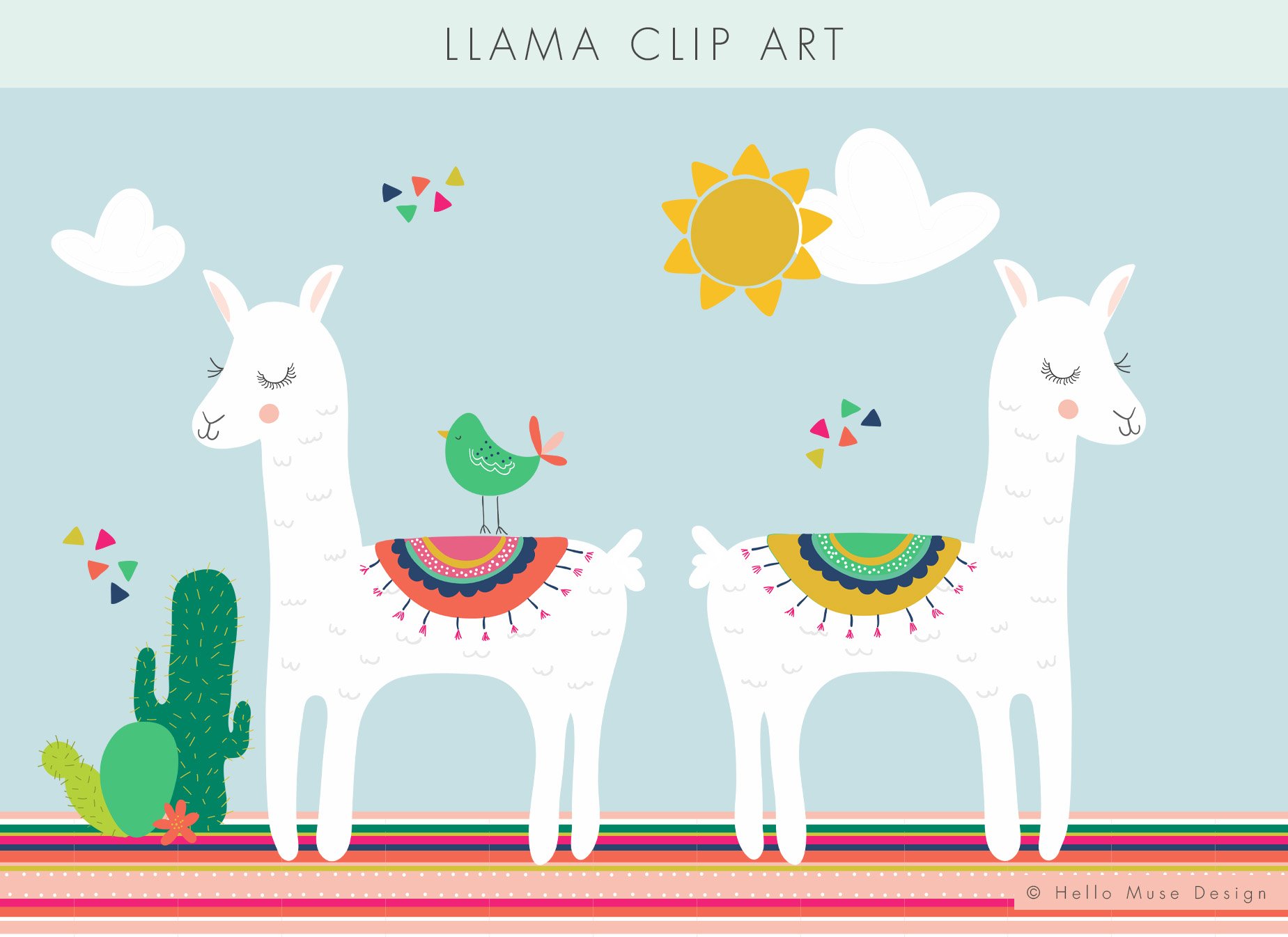 Llama Clip Art Set cover image.