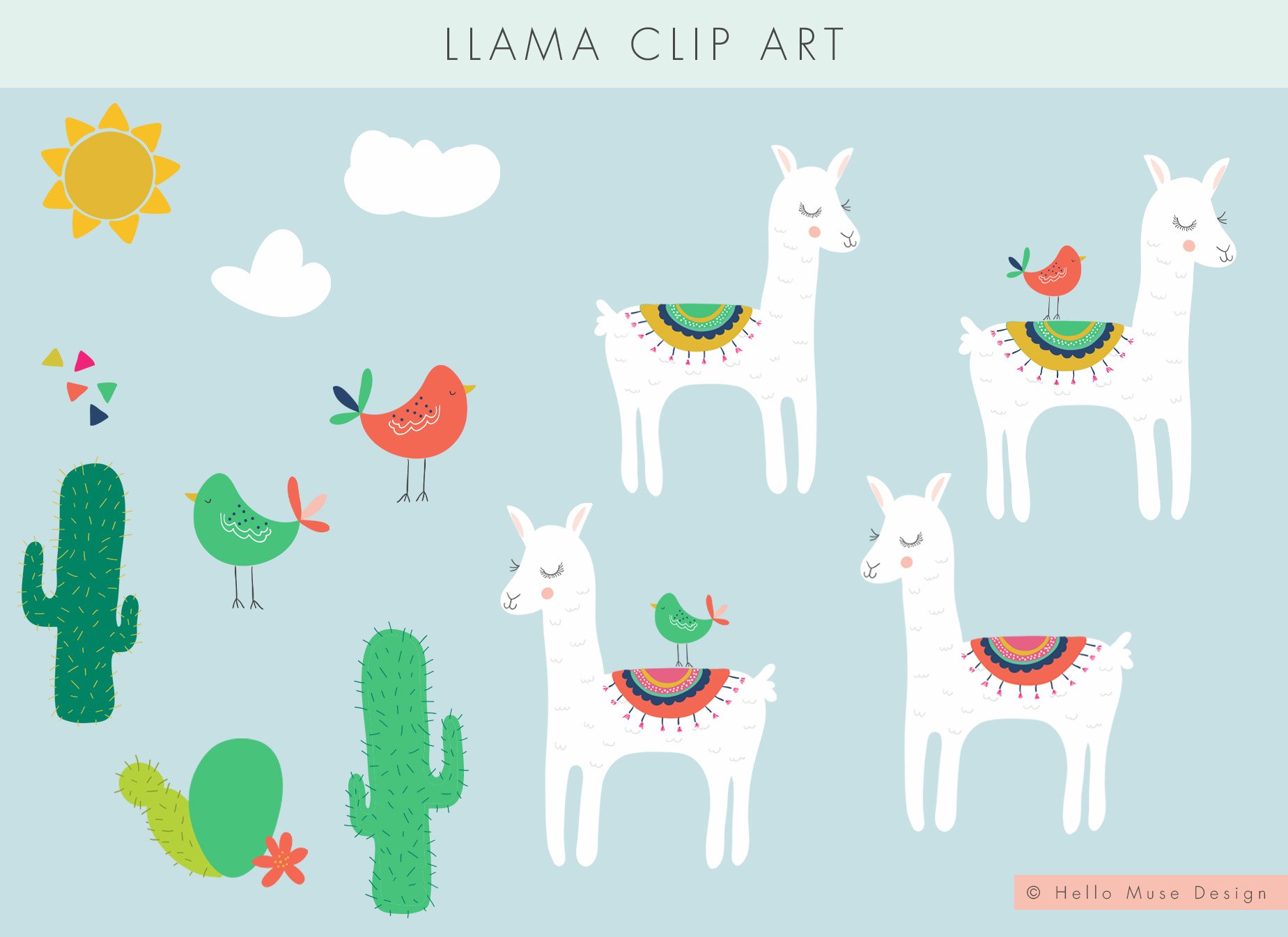 Llama Clip Art Set preview image.