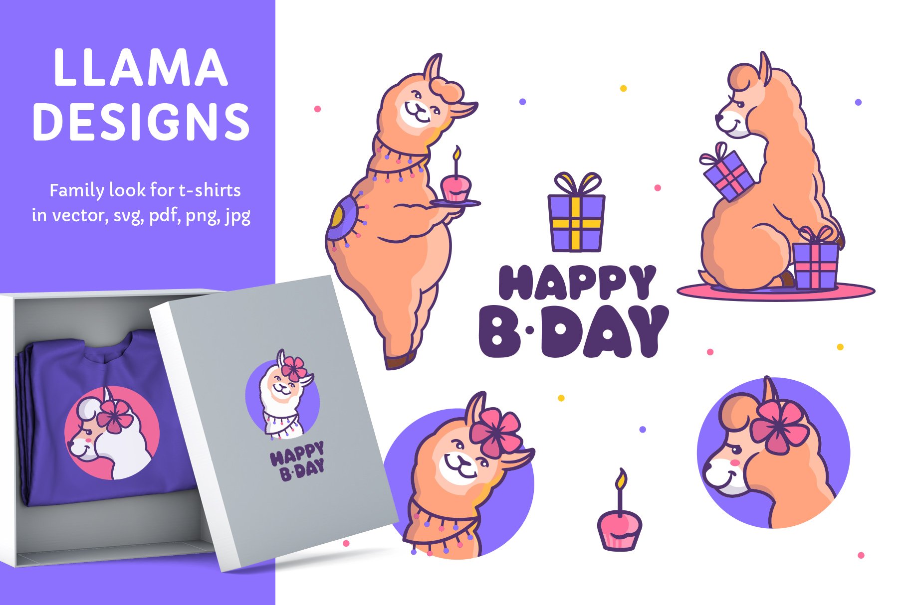 Llama clipart. KIDS BUNDLE design preview image.