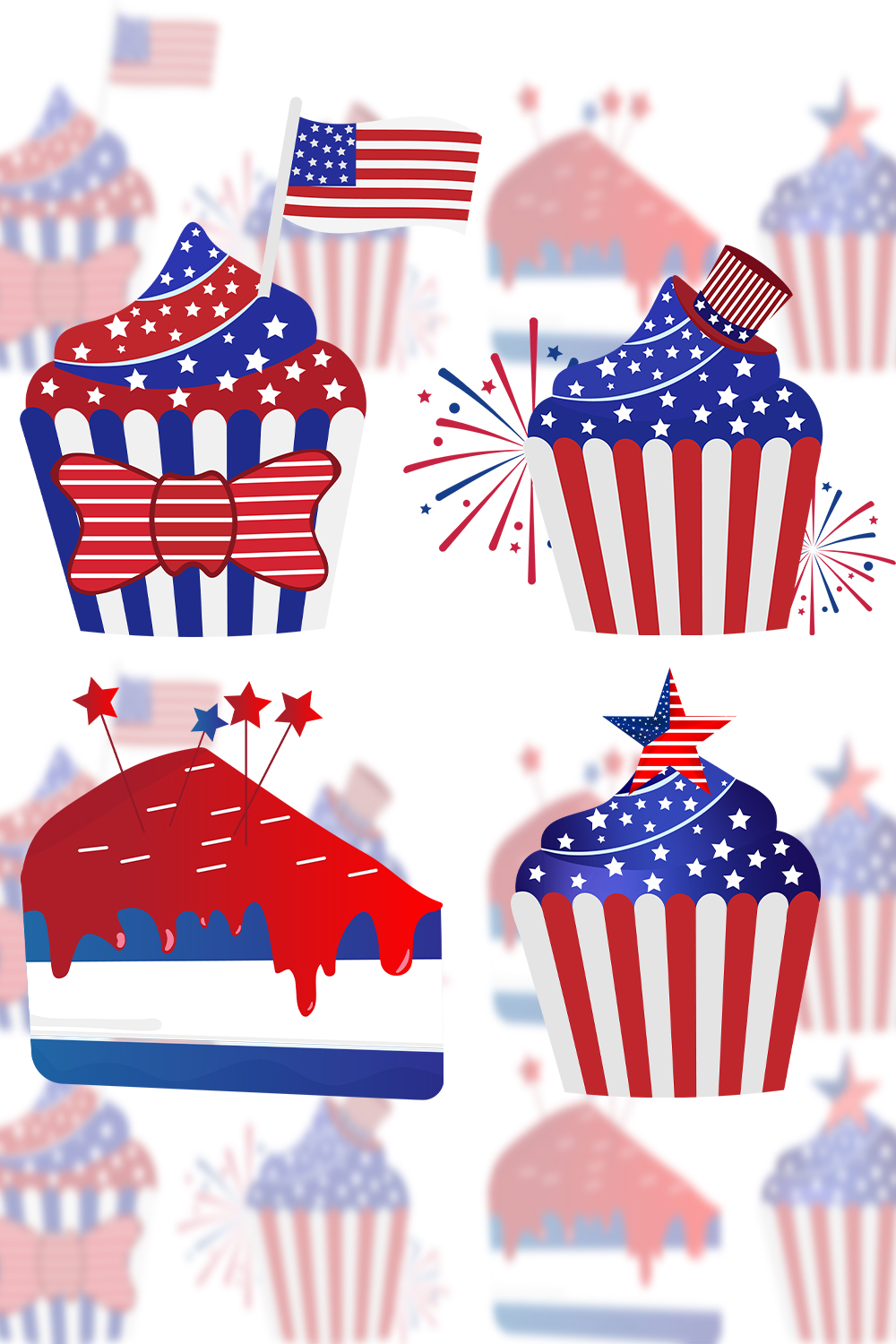 4th of July, Independence Day Cupcake clip art pinterest preview image.