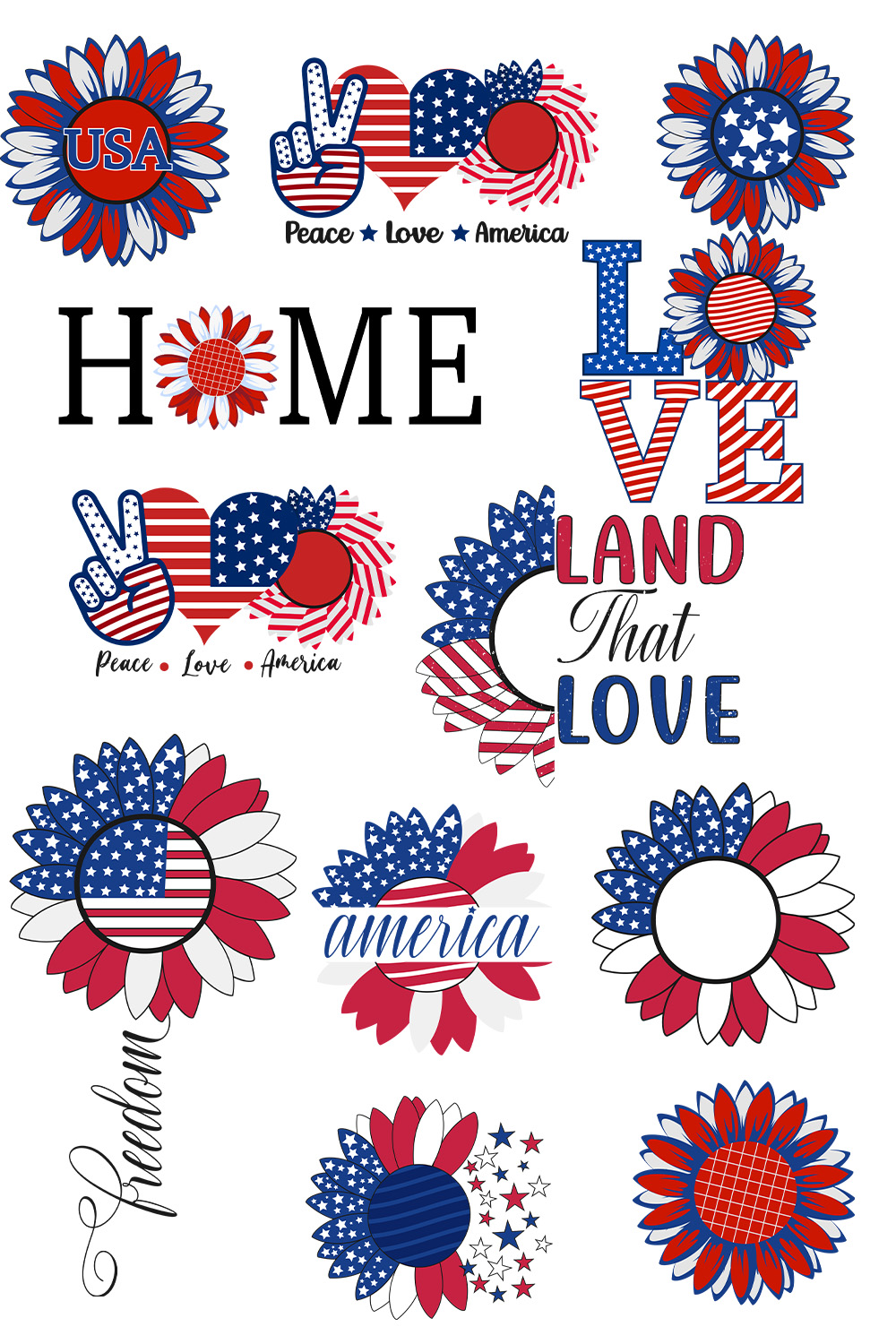 4th of July Sunflower Bundle pinterest preview image.