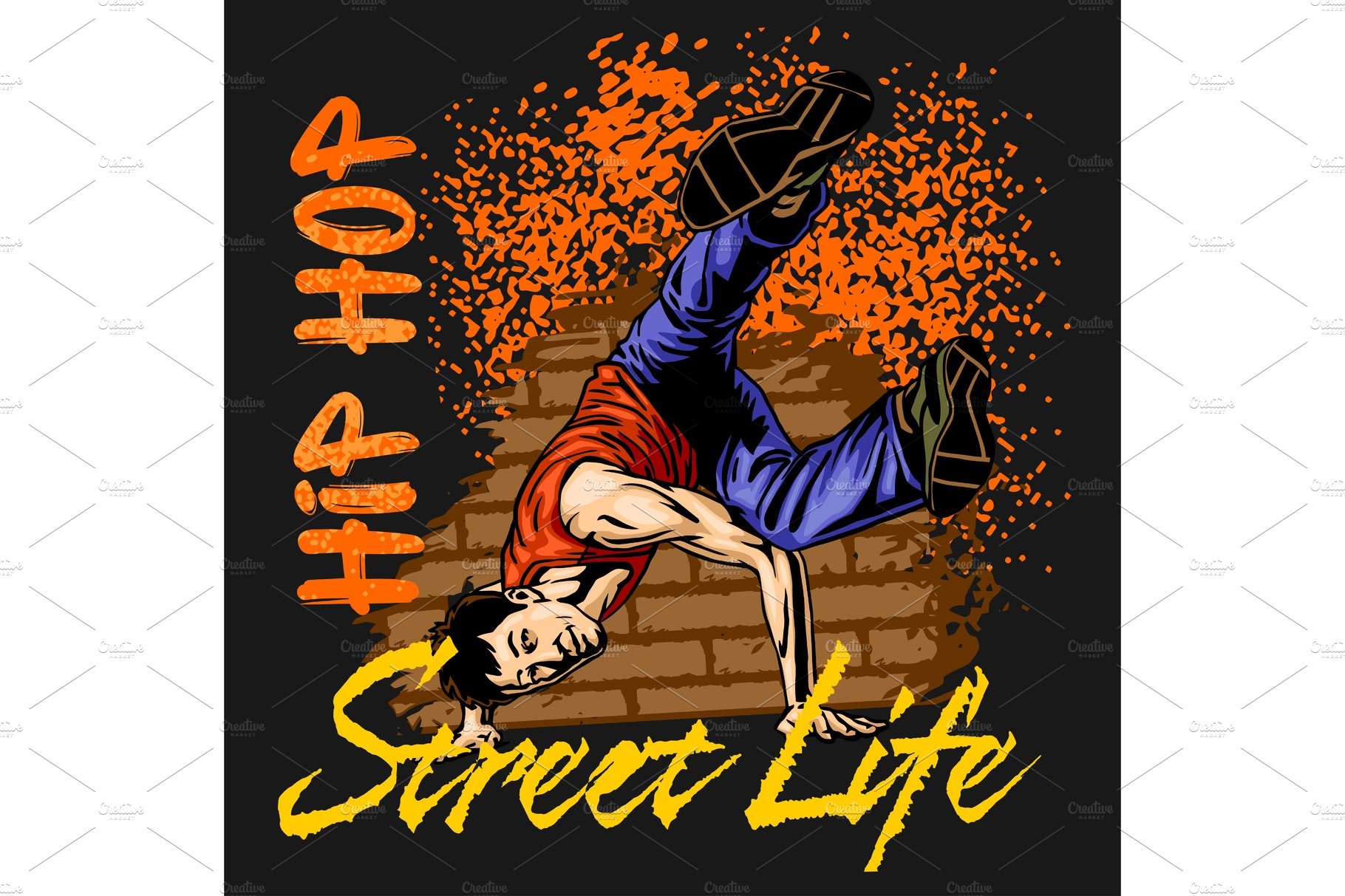 Hip hop dancer on grunge background cover image.