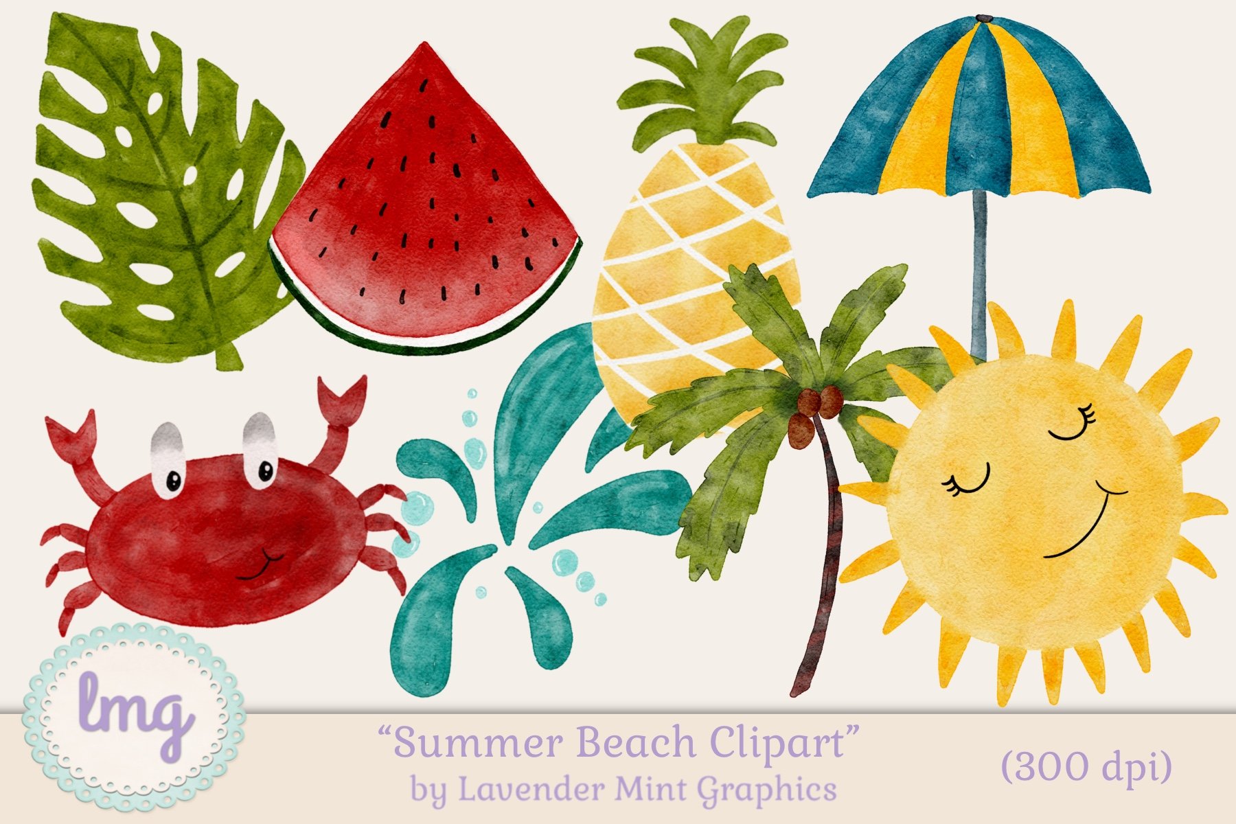 watercolor summer beach clipart – MasterBundles