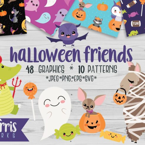 Halloween Friends Clip Art Patterns cover image.