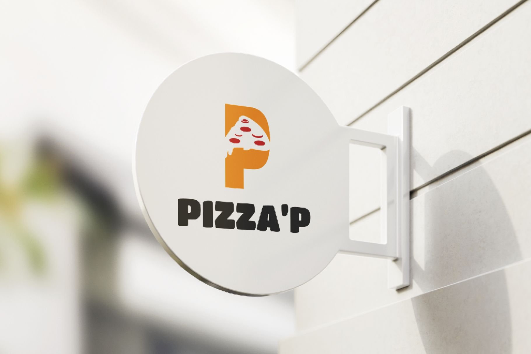 Letter P logo pizza icon vector cover image.