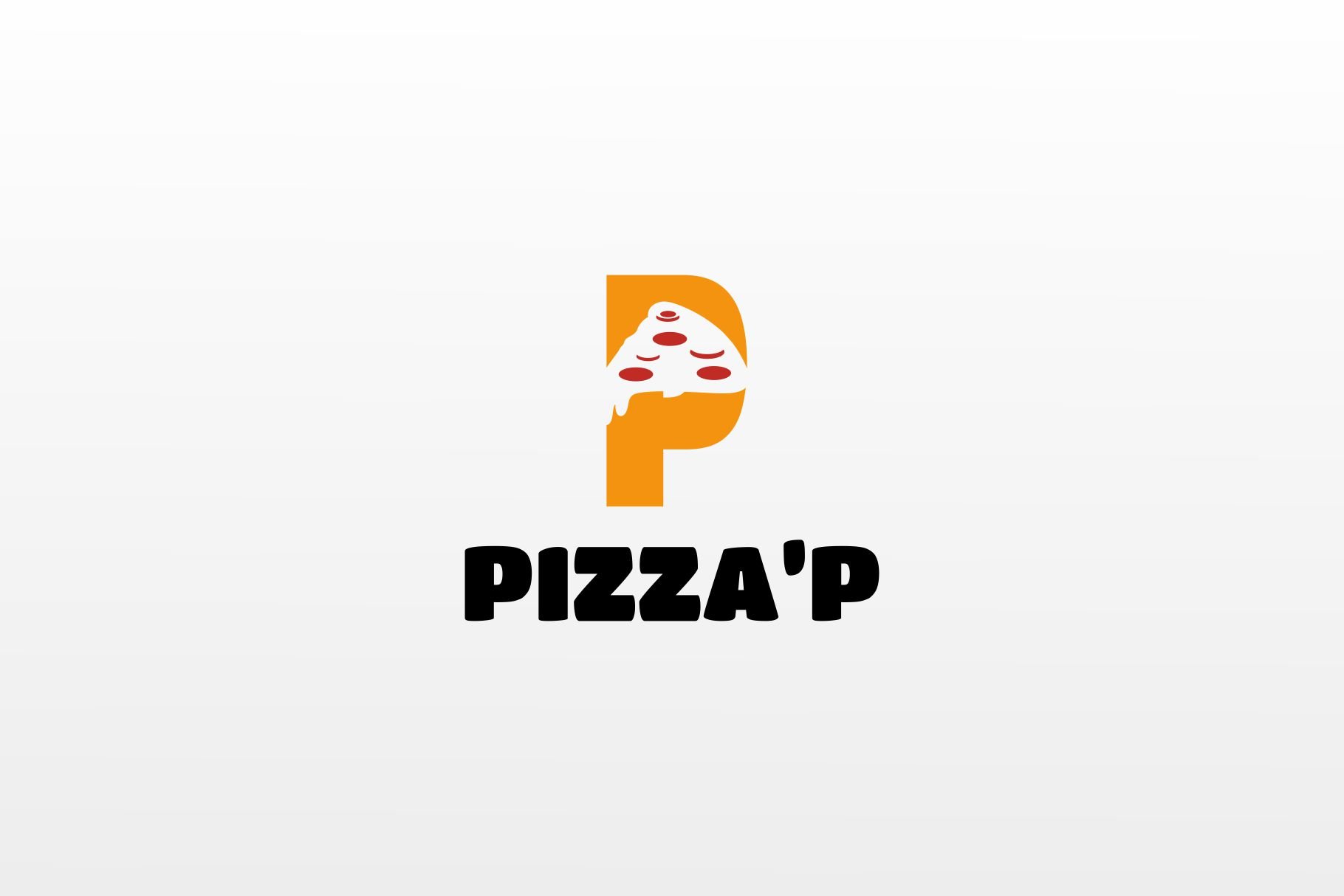 Letter P logo pizza icon vector preview image.