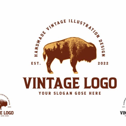 Vintage Bison Logo Design cover image.