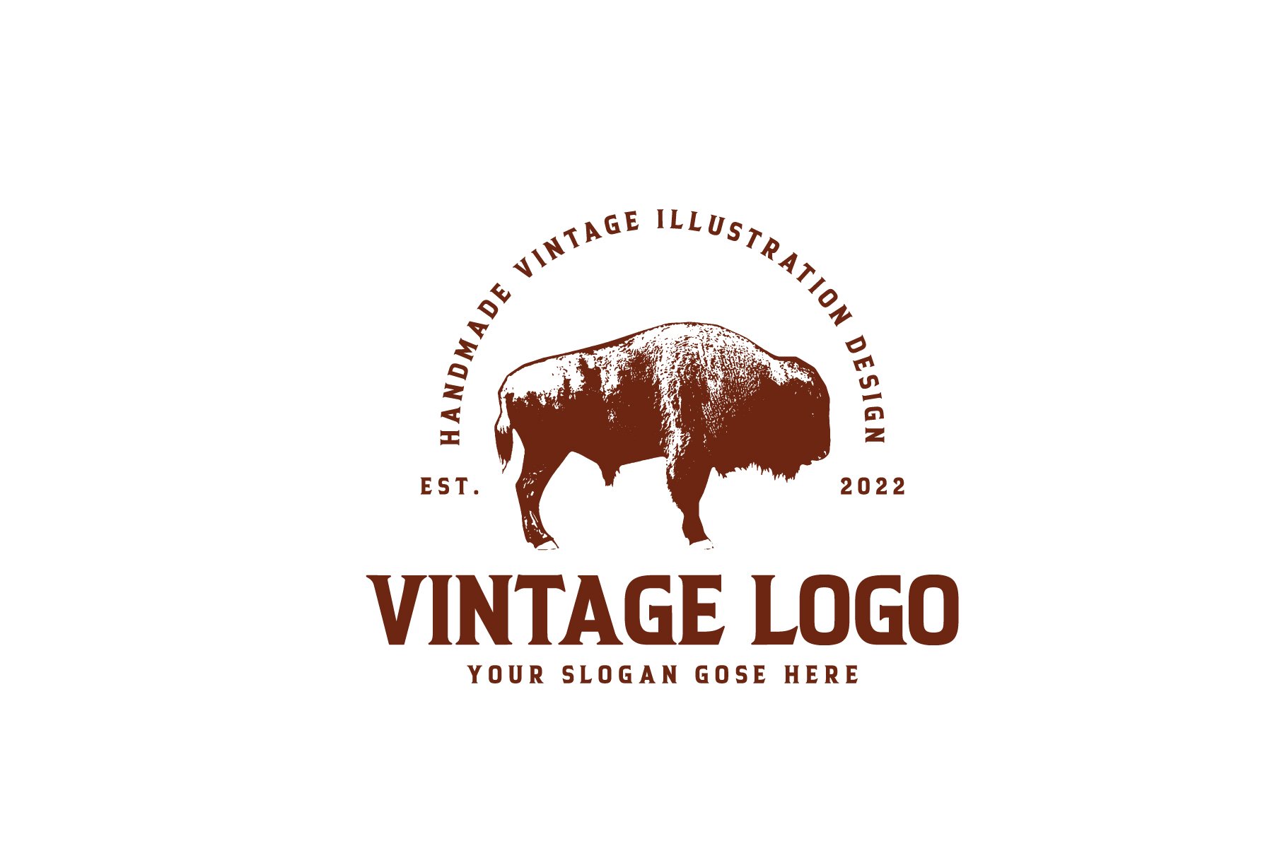 Vintage Bison Logo Design preview image.