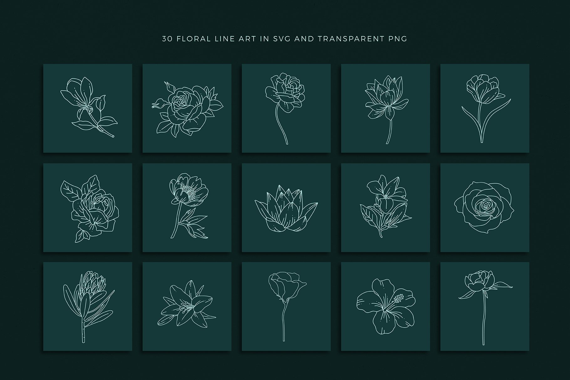 Floral Logo Line Art Set preview image.