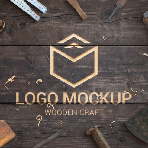 Wooden craft logo mockup creator cover image.