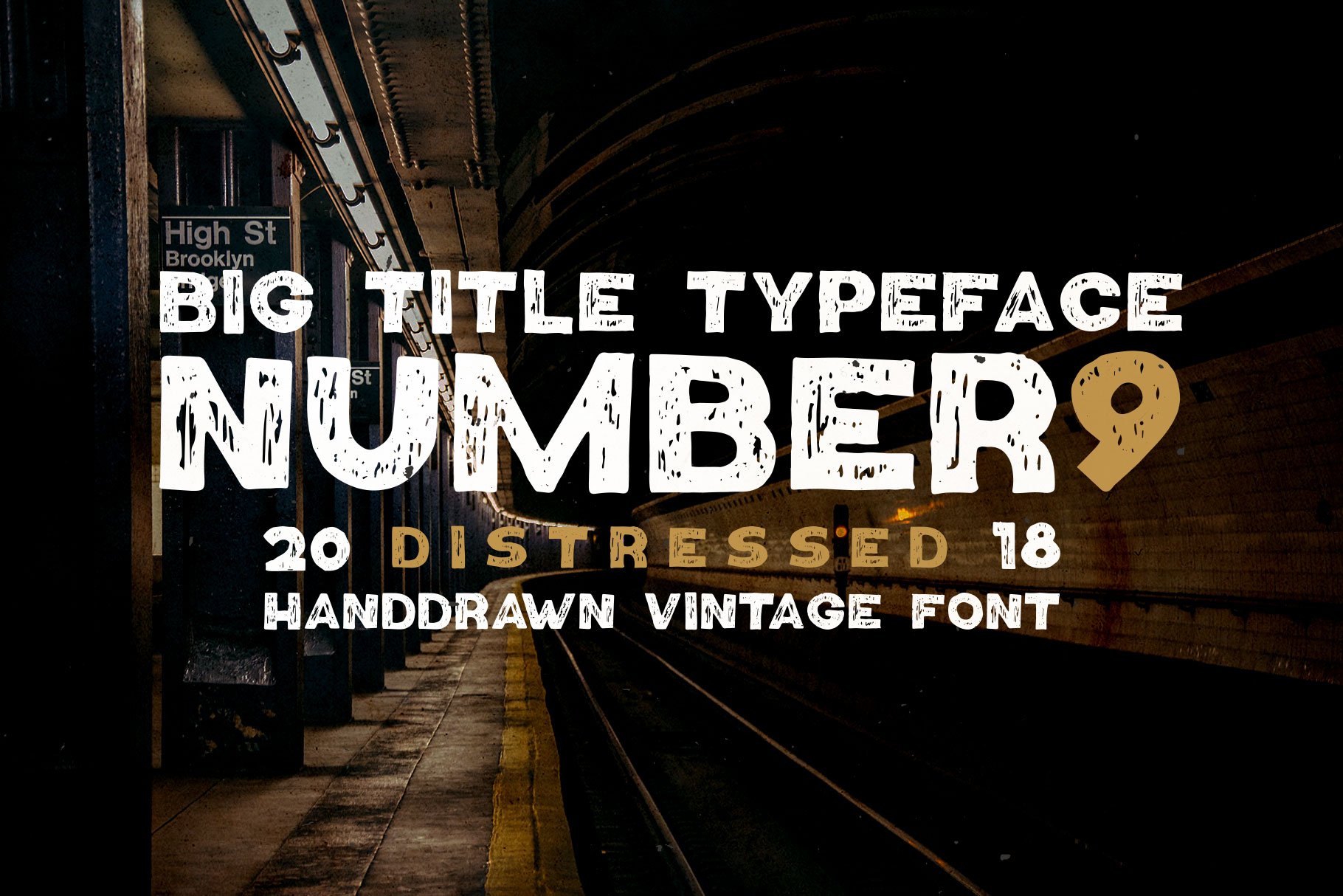 Number9 - Handdrawn Vintage Font cover image.