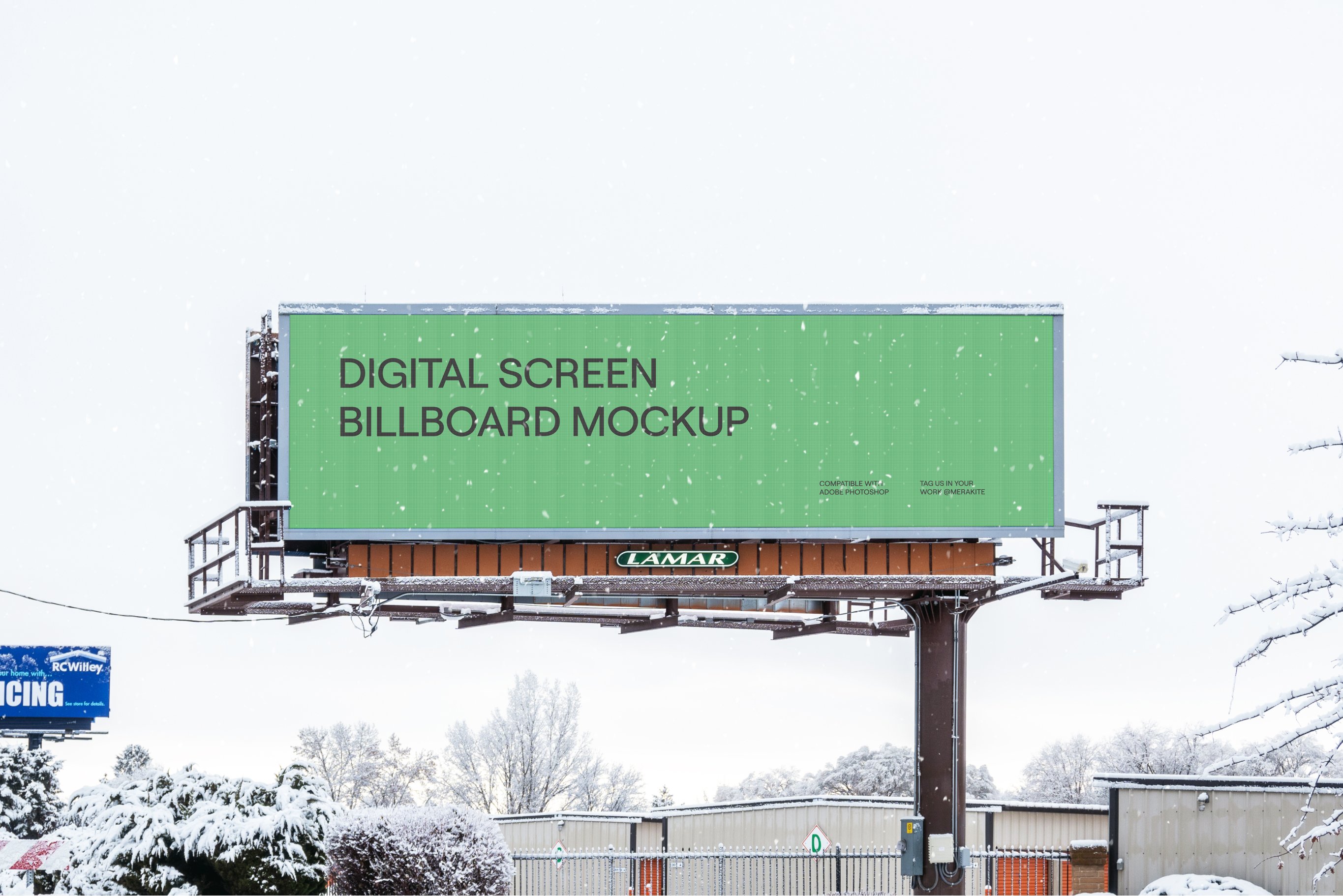 Long Digital Billboard Mockup Snow cover image.