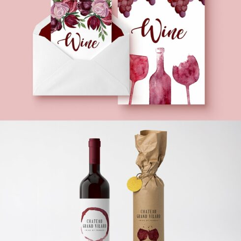 Wine Watercolor Elements+BONUS cover image.