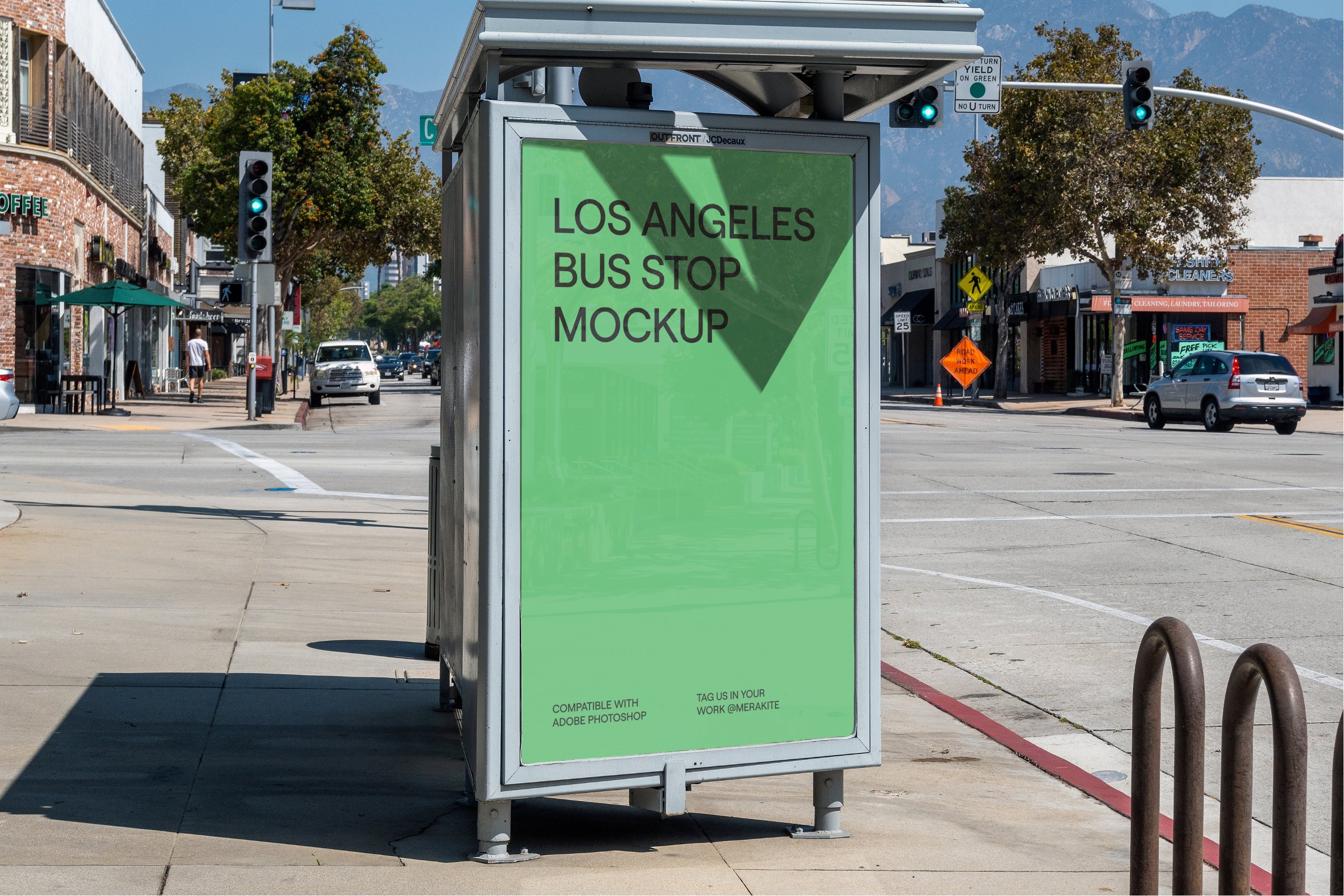 los angeles bus stop mockup city urban california psd 882