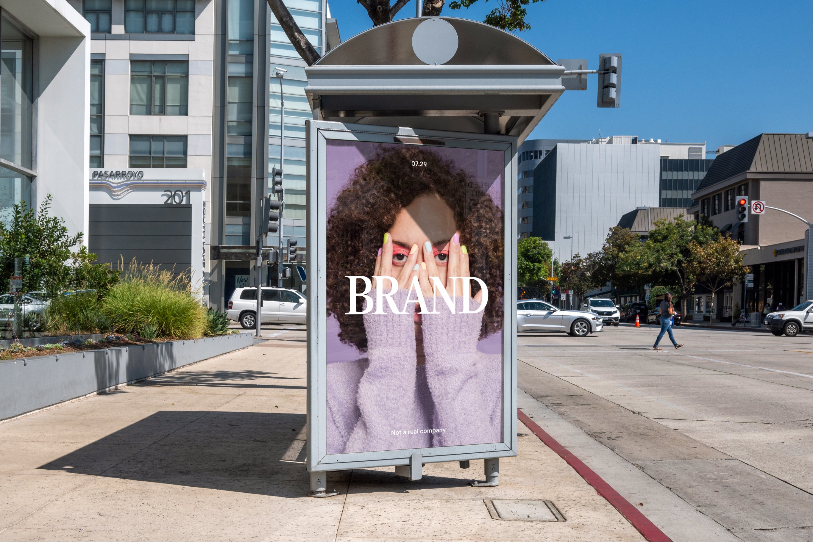 los angeles bus stop street urban downtown city mockup psd 563