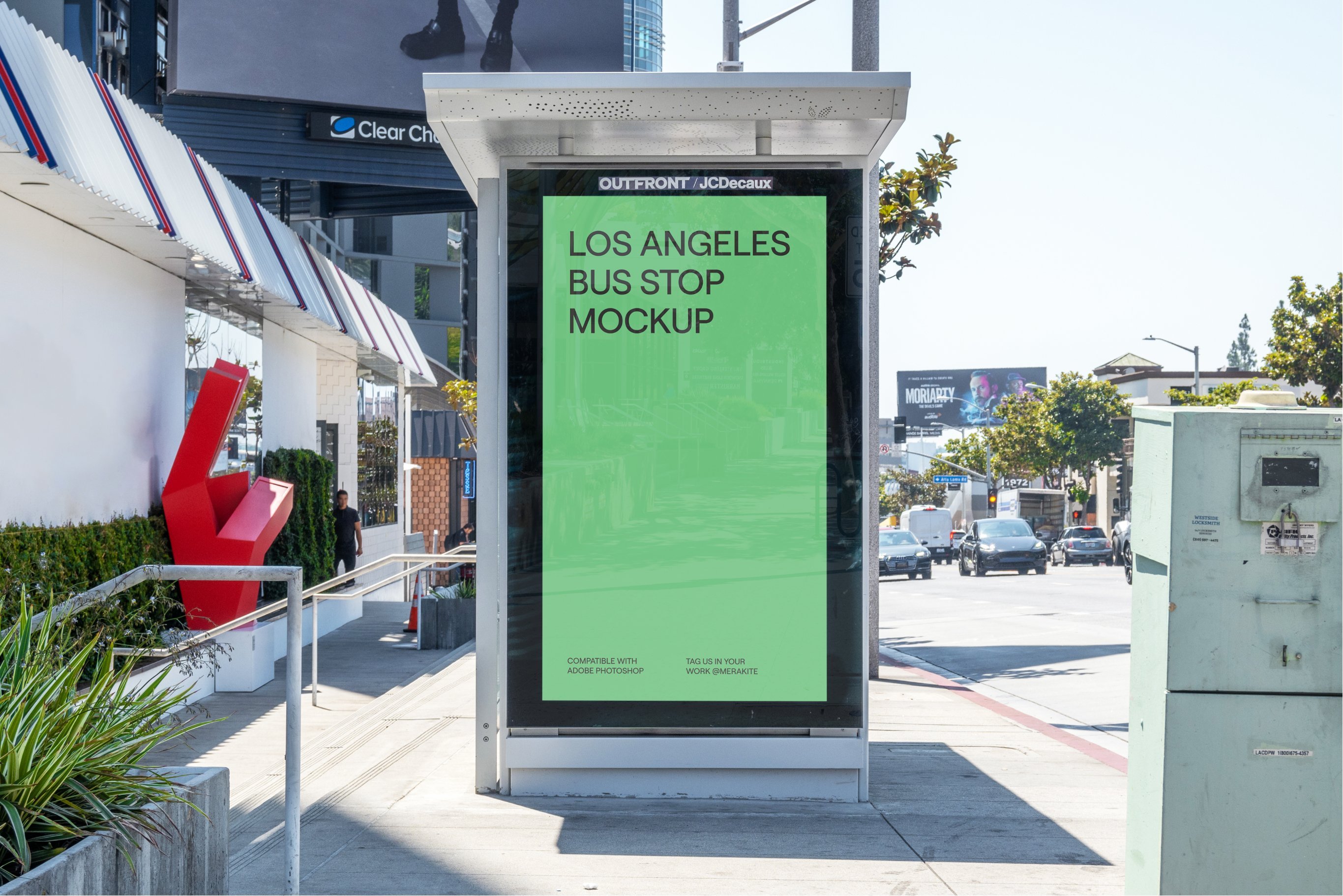 los angeles city bus stop mockup billboard poster psd 667