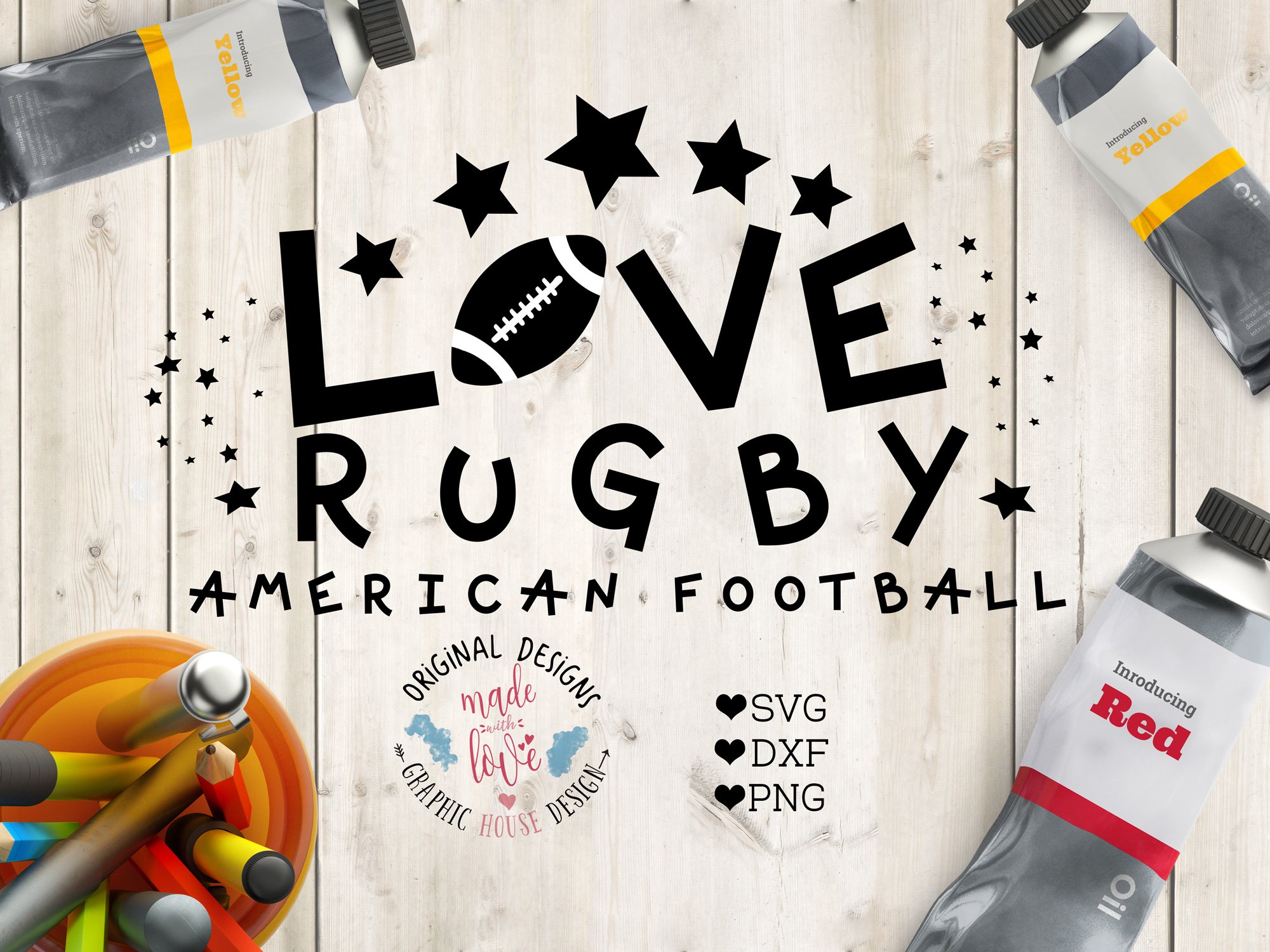 Love Rugby American Football SVG cover image.
