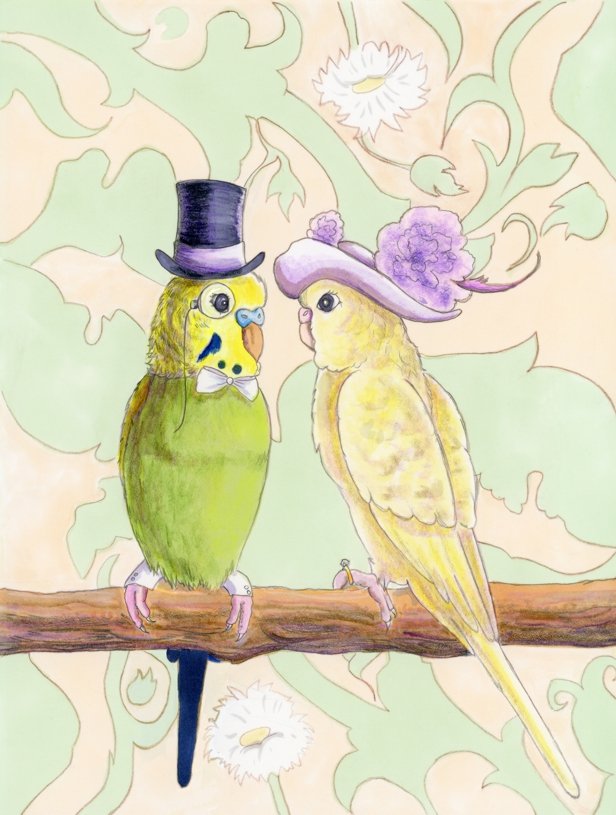 Love Budgie Parakeet Wedding Cartoon preview image.