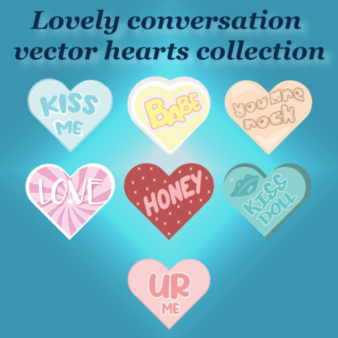Lovely conversation vector hearts collection cover image.