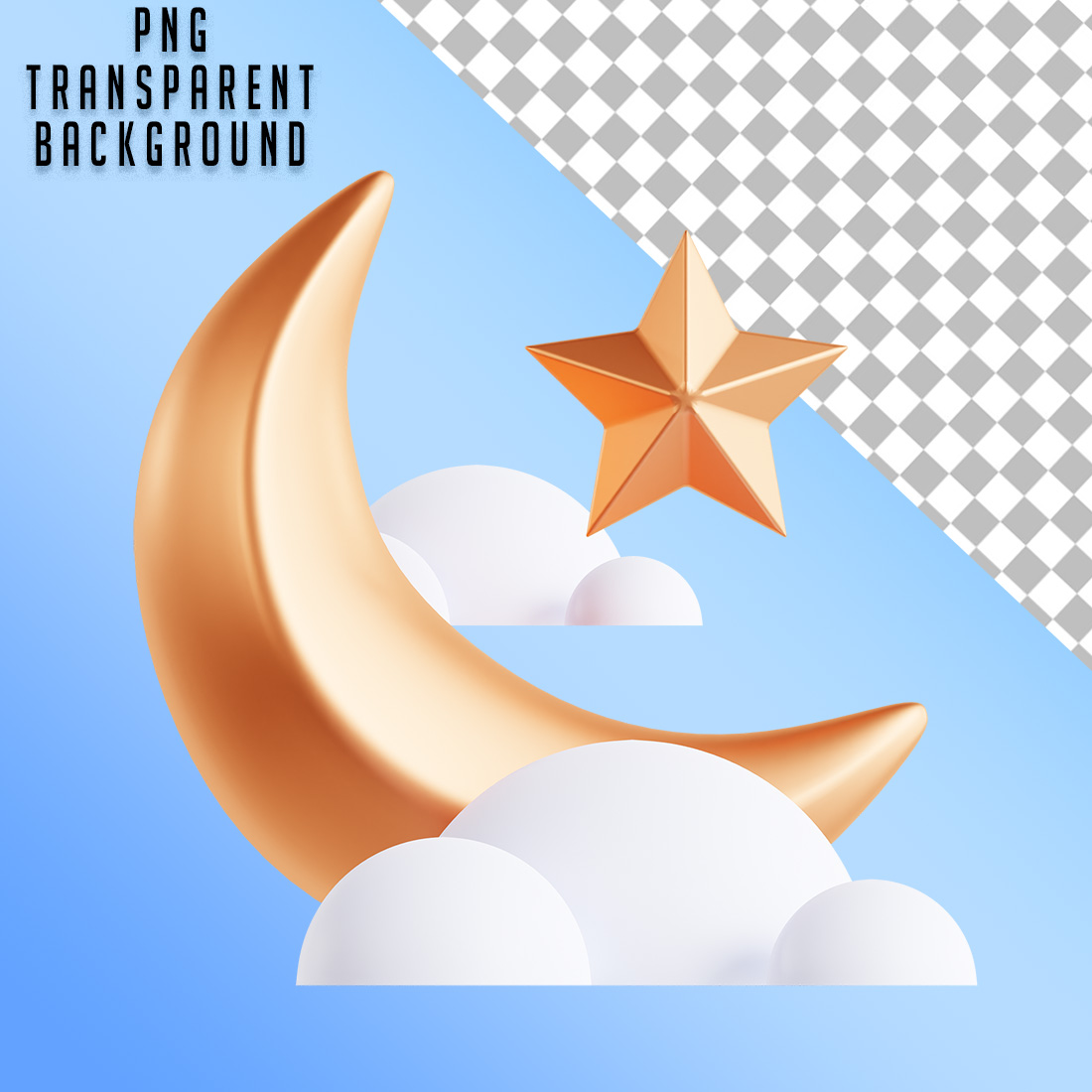 Lowpoly 3d icons Islamic with Transparent Background preview image.