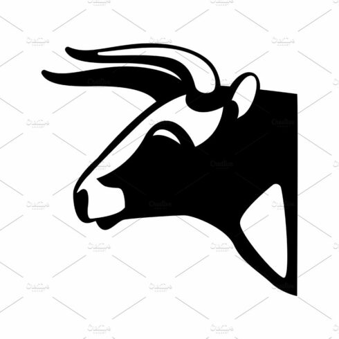 Bull head black silhouette realistic icon aggressive male of cow cover image.